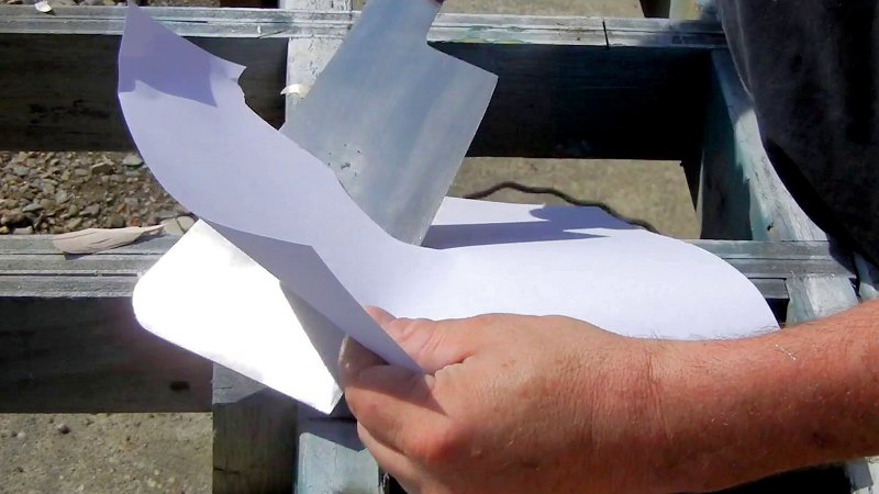 cutting paper with the cleaver